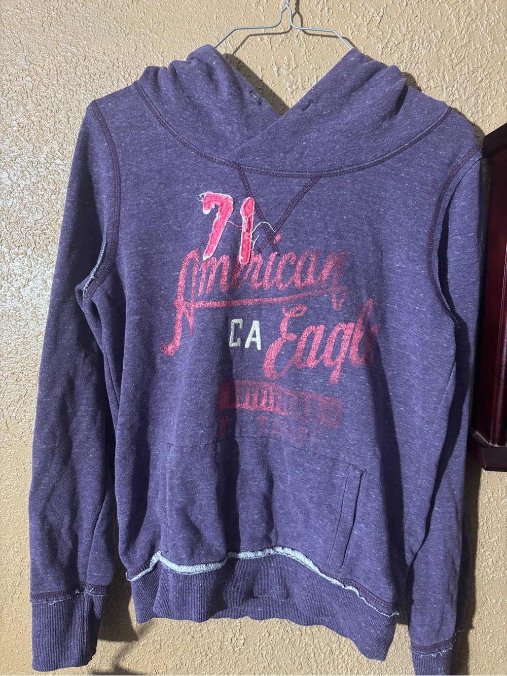 American Eagle Outfitters Purple Pullover Hoodie with pink Script